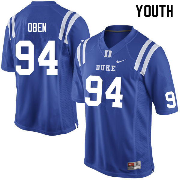 Youth #94 R.J. Oben Duke Blue Devils College Football Jerseys Sale-Blue